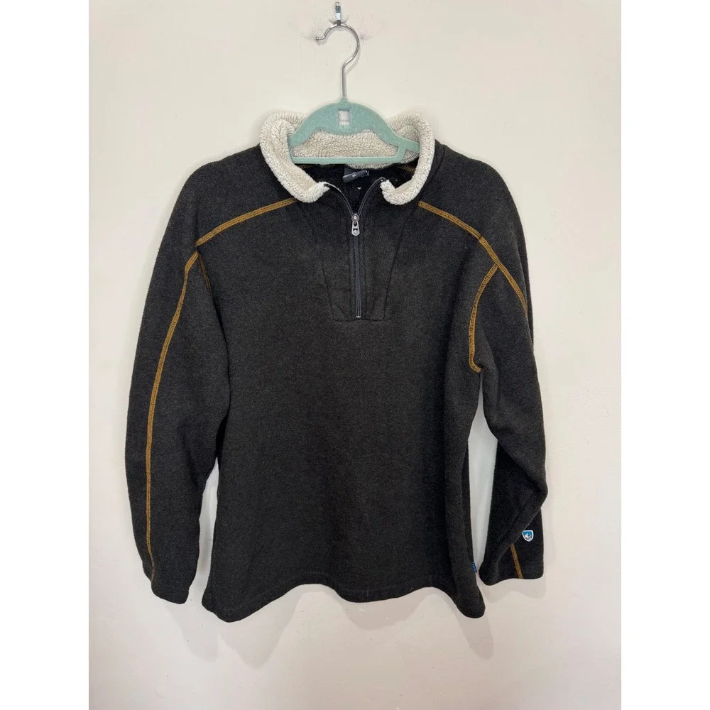 Kuhl Europa Men's 1/4 Zip‎ Sz XL Charcoal Brown